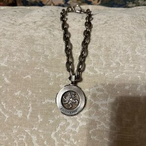 Silver Chain Necklace with Lion Pendant